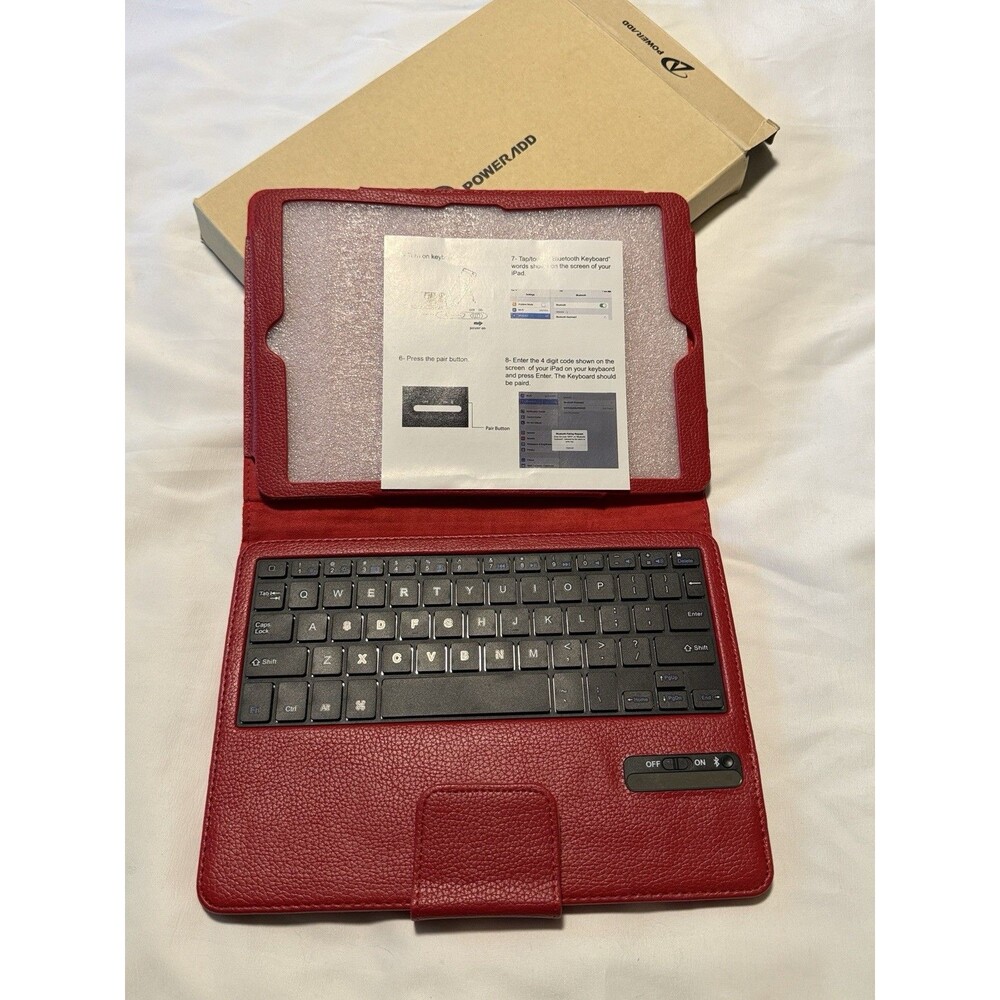 Poweradd Bluetooth Keyboard Case Red iPad Air Air 2 Wireless New